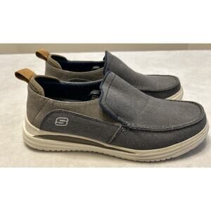 Skechers Shoes Men's Size 9 Blue Gray Slip On Sneakers Loafers Gogamat Evers